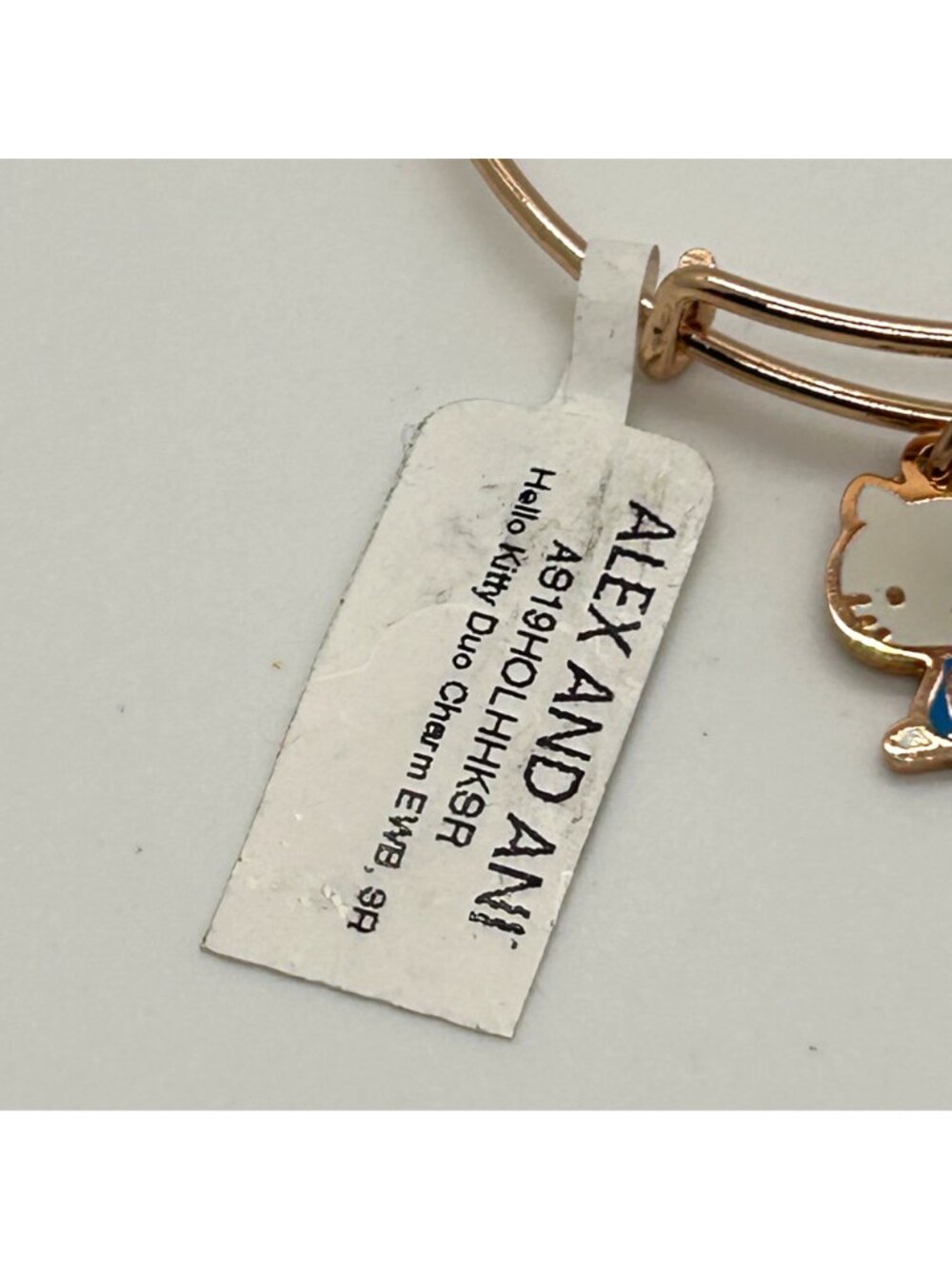 Alex And Ani Hello Kitty Duo Charm Bangle Bracelet Rose Gold Tone Expandable - Picture 4 of 11
